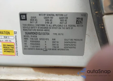 2013 Buick Enclave Premium z USA, uszkodzony, nr VIN 5GAKRDKD1DJ130764